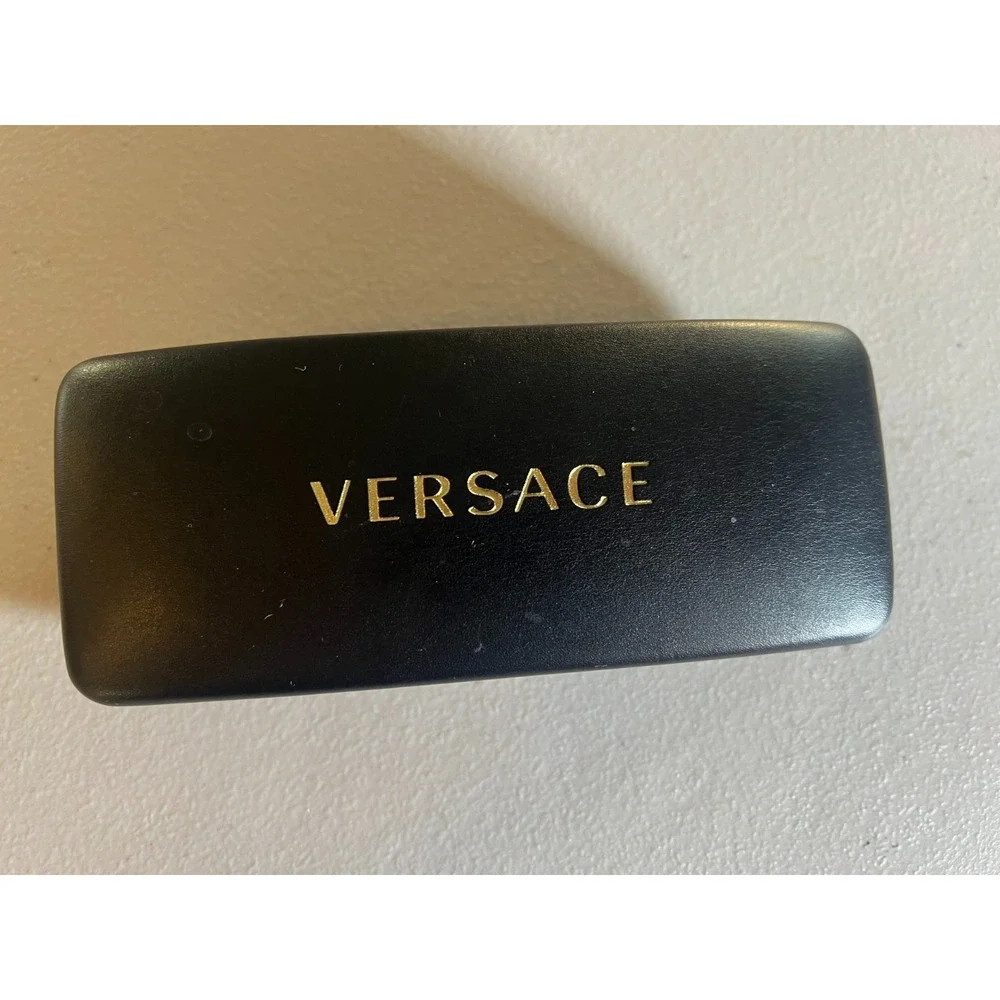 Authentic Versace Black Hard Sunglasses Eyeglasses Case Gold Foil Logo Clamshell